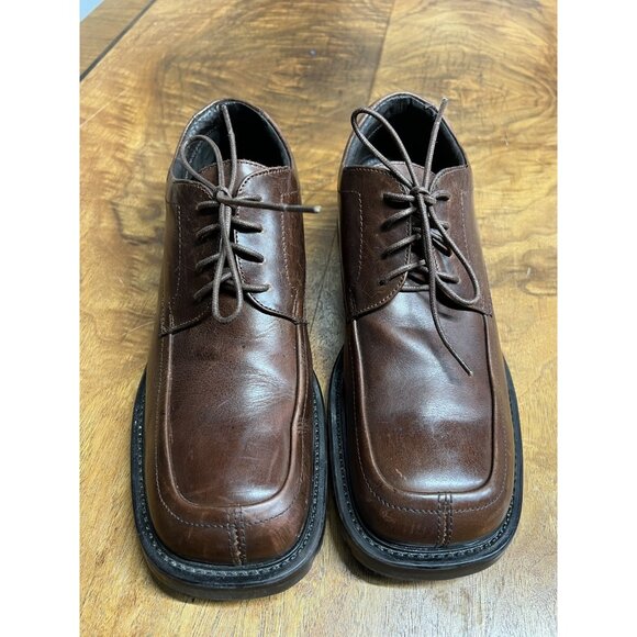 Vtg 90s Men’s 10.5 Lug Square Toe Kenneth Cole Leather Chunk Oxfords 10 Italy